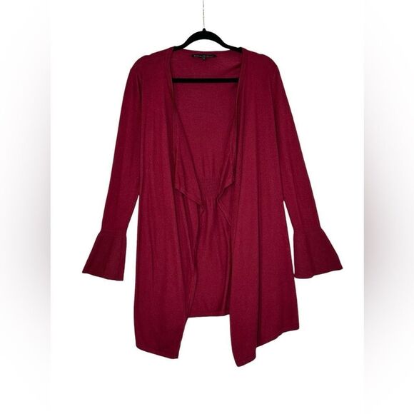 White House Black Market Burgundy Draped Open Cardigan | Size S - Picture 1 of 10